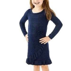 Lilly Pulitzer Stefani Dress True Navy Girl Size XL 12/14 Blue Glittery Ruffle